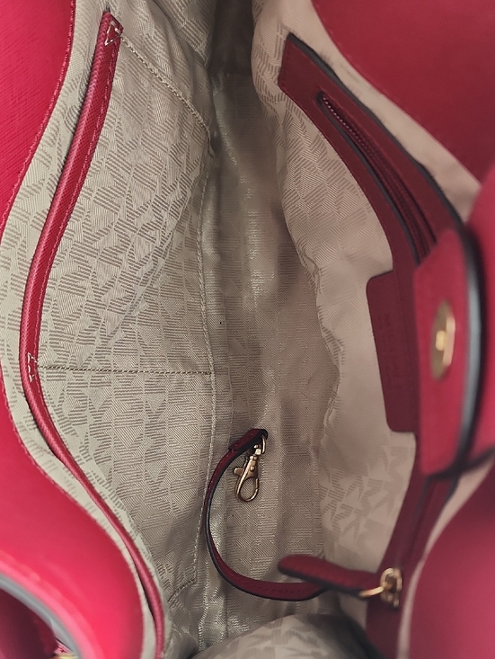 Michael Kors Dark Red Saffiano Leather Satchel - Picture 7 of 15